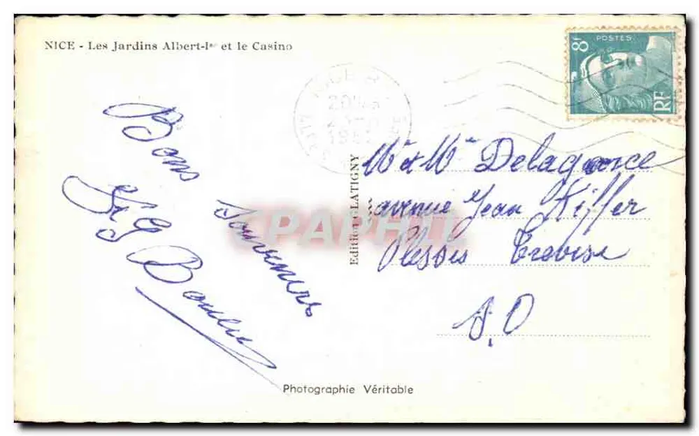 Nice - Les Jardins Albert-Ier und das Casino — Édition Latigny - Rückseite