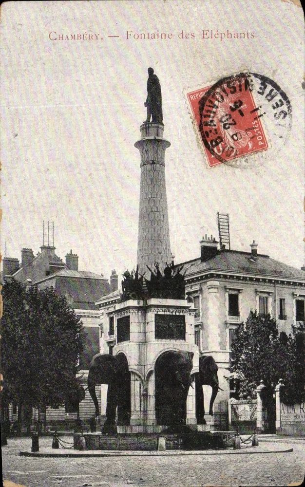 Chambéry — Fontaine des Éléphants — éditeur ALA R. (imprimé sur la carte) - Vorderseite