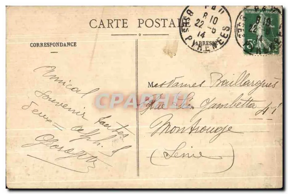 La Chaîne des Pyrénées — vue panoramique avec montagnes enneigées — éditeur C. C. PAU, n° 146 - Verso