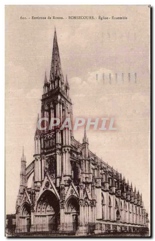 BONSECOURS - Igreja - Conjunto — Ao redor de Rouen, editor não identificado, n° de série 601 - Frente