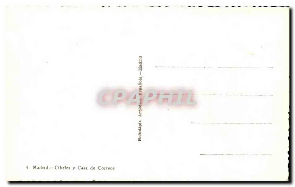 Praça de Cibeles — Madrid — Heliodipia Artística Española - Verso