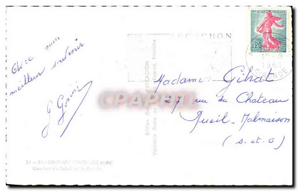 Ansicht des Bassin d'Arcachon — Verlag Édition Galerie au Bord de Mer, Intardits - Rückseite