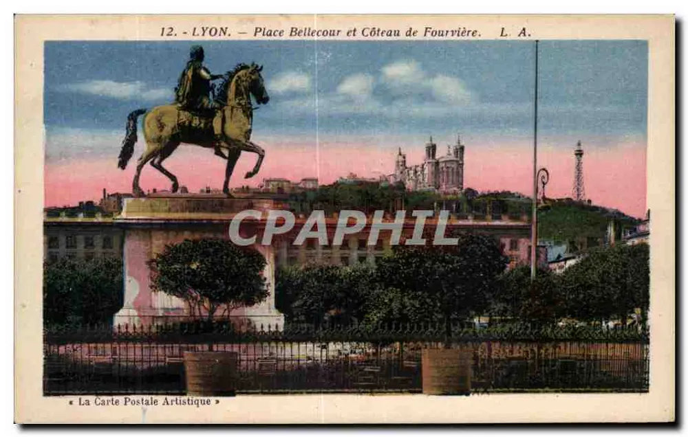 Lyon — Place Bellecour und Côteau de Fourvière — L. A. - Vorderseite