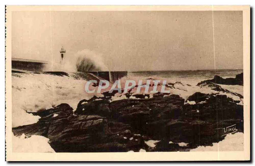 Les Sables-d'Olonne — O farol durante a tempestade — Edições Nardot - Frente