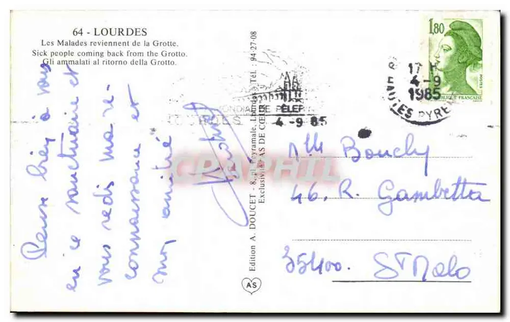 Lourdes — Basilique Notre-Dame — Edition A. DOUCET - Rückseite