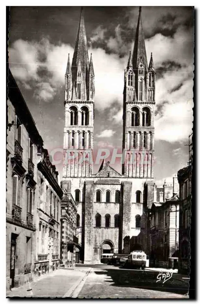 Caen — Abbey Church of Saint-Étienne, Fassade und Türme aus der Zeit Wilhelms des Eroberers (12. Jahrhundert) — Éditions Gaby & Fils, Nantes - Vorderseite