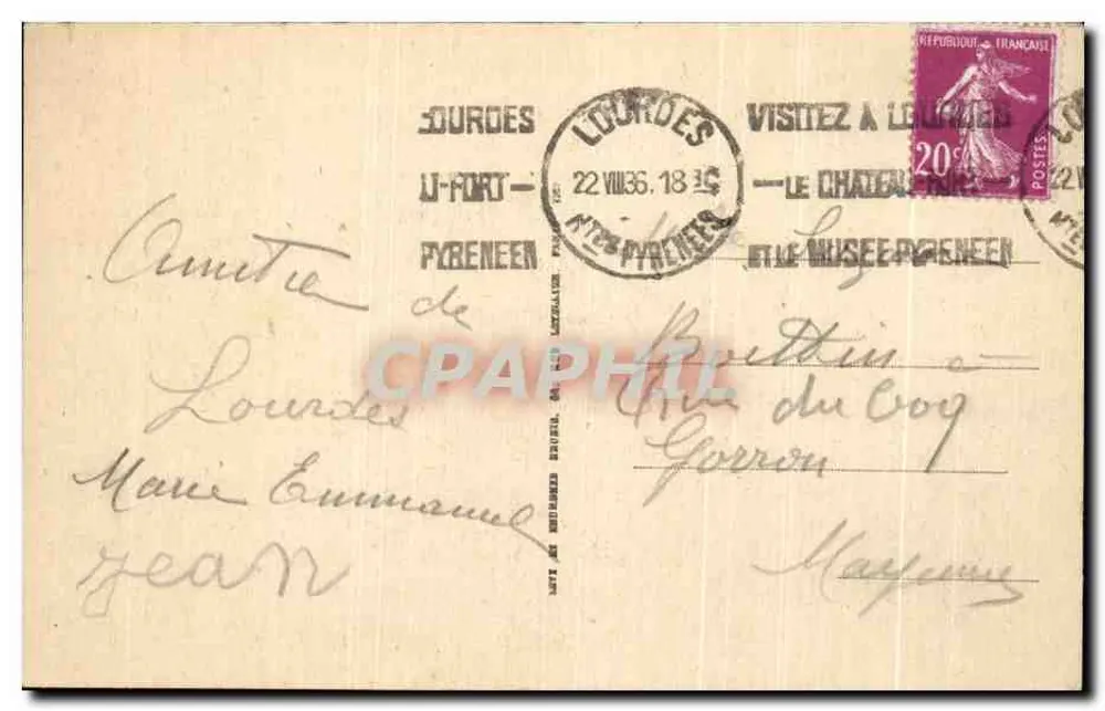 LOURDES 추억 — 루르드의 성모 — 출판사 미상, 번호 226 - 뒷면