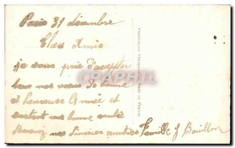 Arranjo de flores de pensão em um cesto — Boa Ano — Gloria, n° 1072 - Verso