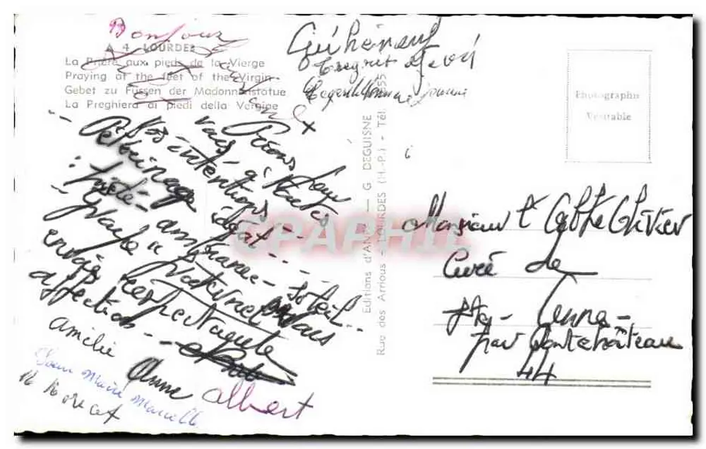 Lourdes — Gebet an die Füße der Jungfrau — G. Deguisne - Rückseite