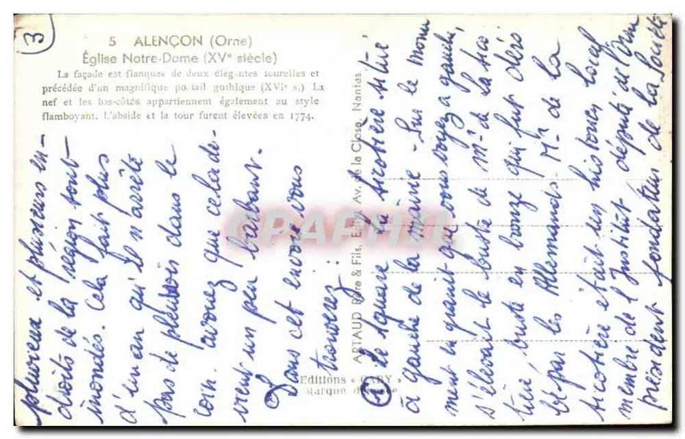 Alençon (Orne) — Igreja Nossa Senhora (século XV) — Saby - Verso