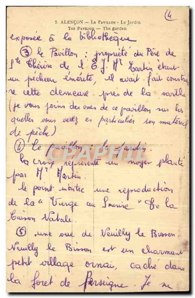 O Pavilhão - O Jardim — S. ALENÇON — editor não visível - Verso