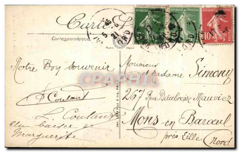 Valenciennes — Parque da Dodenne — Edição Fournier, Livraria Girard, n°84 - Verso