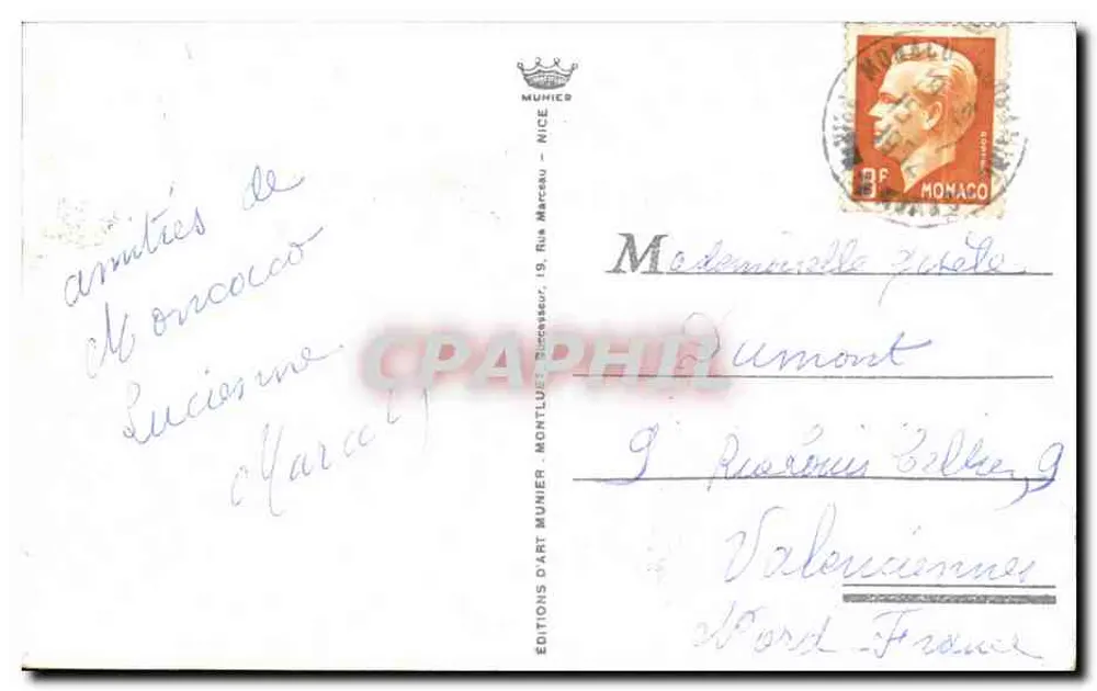 Mônaco. O Palácio do Príncipe. Monumento comemorativo do 25º Aniversário de S.A.S. o Príncipe Albert I — Edições D'Art Munier, n°18 - Verso
