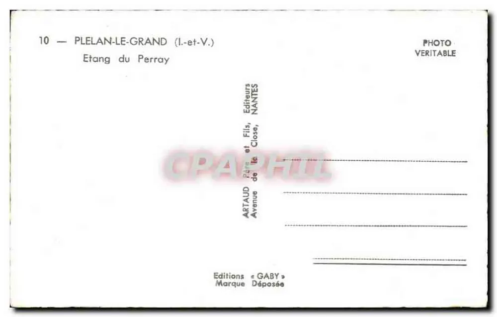 Vijver van Perray — PLELAN-LE-GRAND (Il-et-V.) — Uitgaven GABY - Achterkant