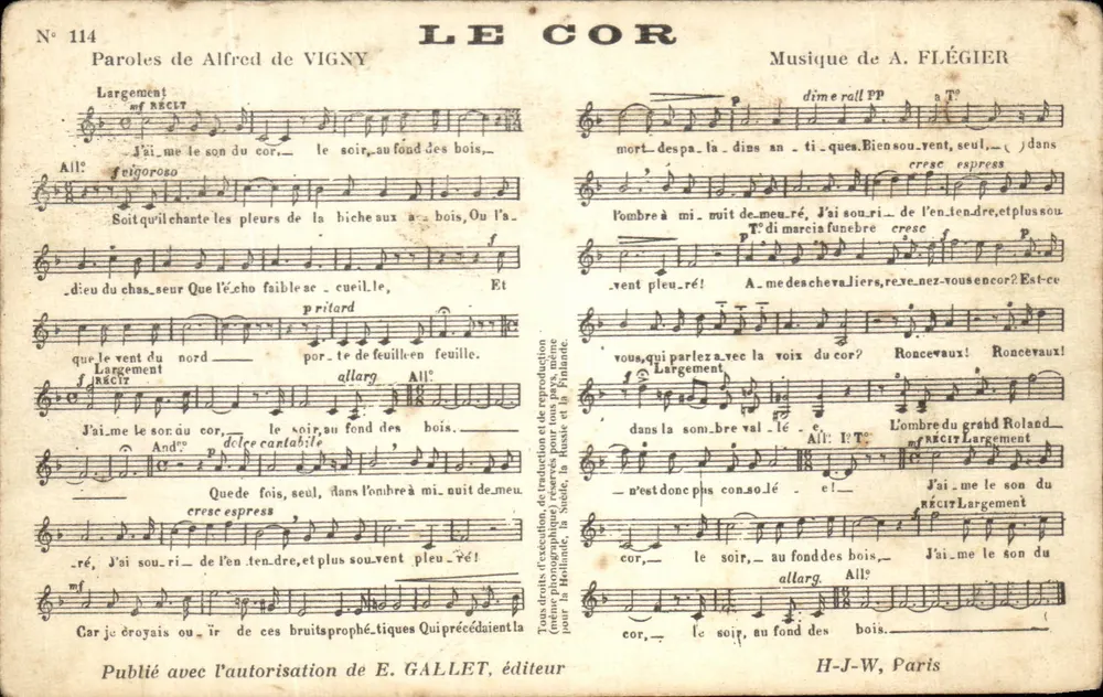 Le Cor — Musik von A. Flégié — H-J-W, Paris - Vorderseite
