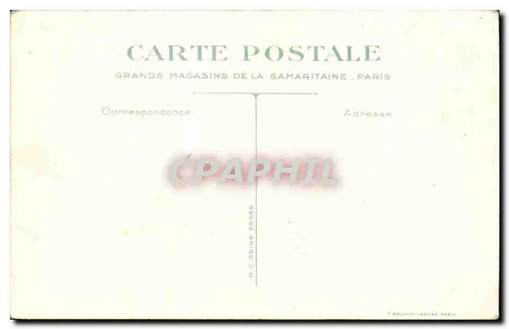 Bébé ne doute de rien — sur un terrain de tennis — éditée par les Grands Magasins de la Samaritaine, Paris - Verso