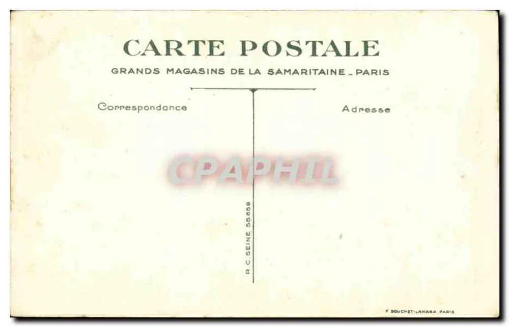 Dois crianças e um cachorro em um jardim — OH ! COMO O PAI LANÇOU ALTA A BOLA ! — Grandes Magasins de la Samaritaine, Paris - Verso