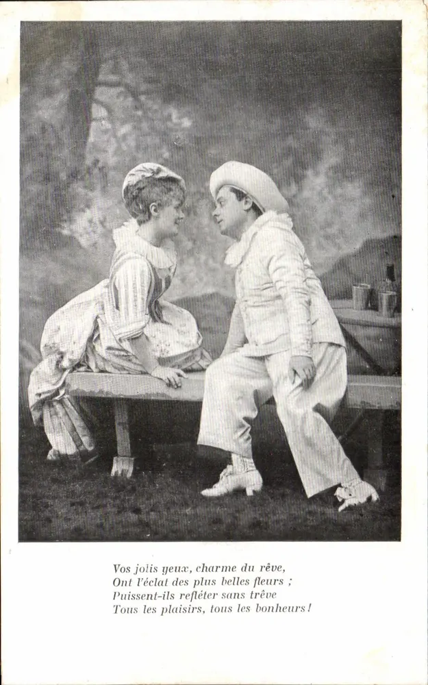 Kinder, die am Rand eines Sees spielen — poetischer Text — unbekannter Verlag - Vorderseite