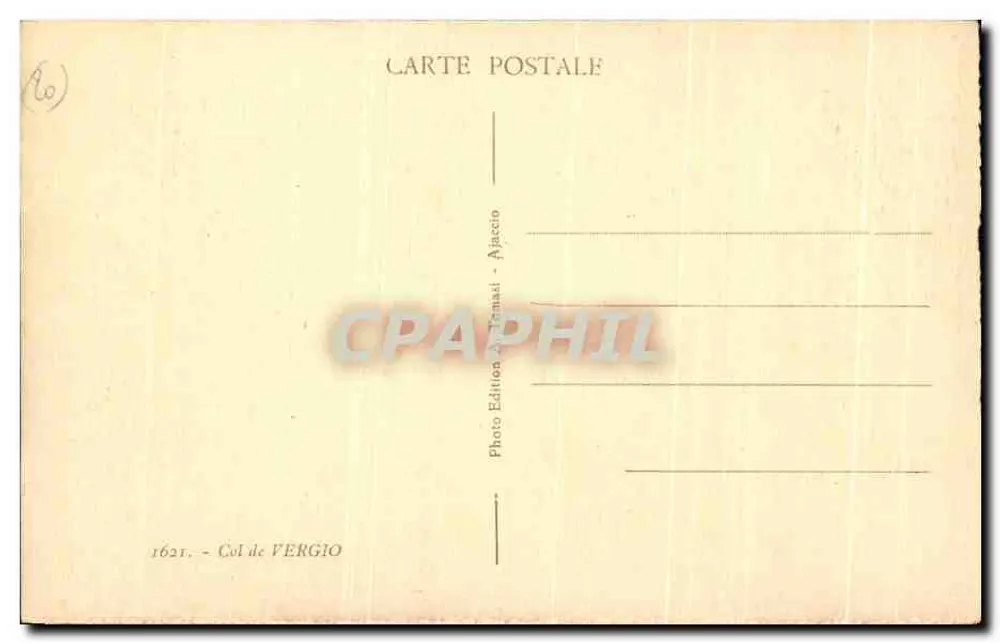 Col de Vergio — vista panorámica — Edición Ajaccio - Reverso