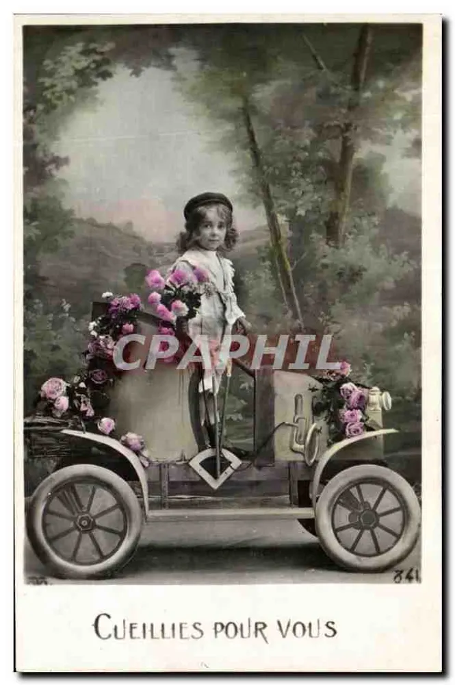 Menina em um carro decorado com rosas — CUEILLIES POUR VOUS — 841 - Frente