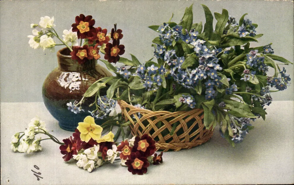 Arranjo de flores — natureza morta — Série 'Flora' n°159, Rümmer & Jena, Dresden - Frente