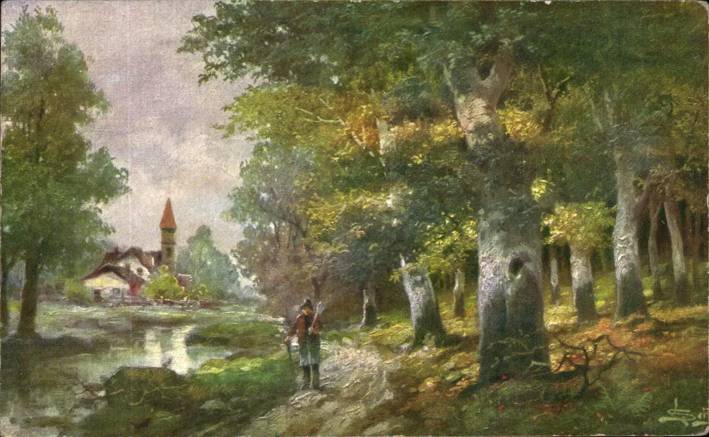 Waldlandschaft mit Dorf — Verlag H.H.I.W., Serie 1134 - Vorderseite