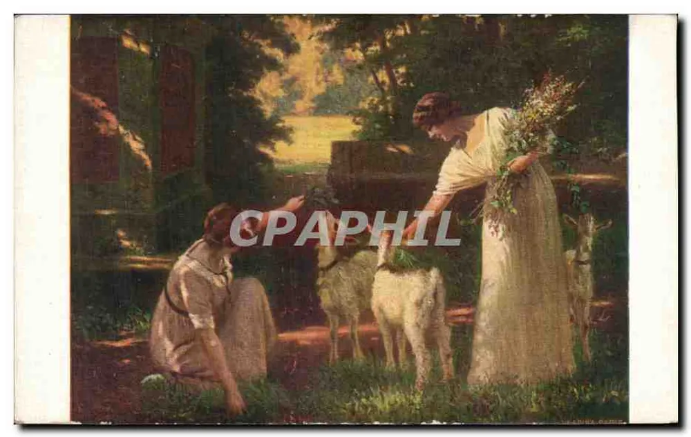 Frauen und Ziegen — pastorale Szene — L. Kowalsky, Salon von Paris - Vorderseite
