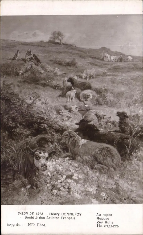 Schafe im Ruhestand — Ausstellung 1912 — Henry Bonnefoy - Vorderseite