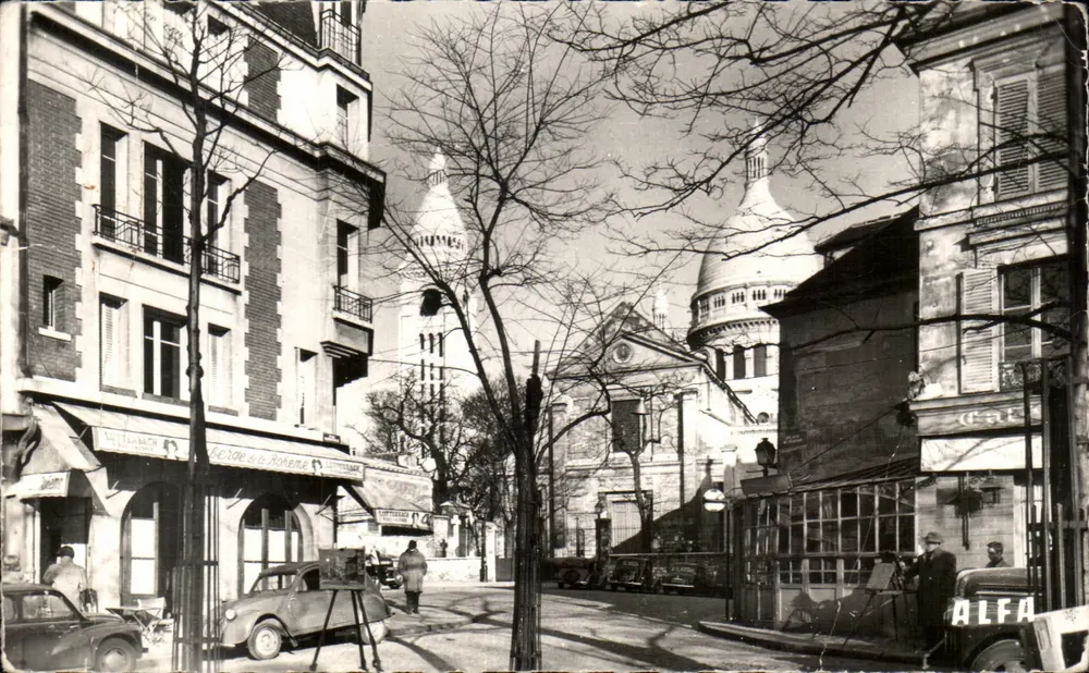 Paris - Montmartre — Ansicht der Place du Tertre mit der Basilique du Sacré-Cœur im Hintergrund — Verlag ALFA - Vorderseite