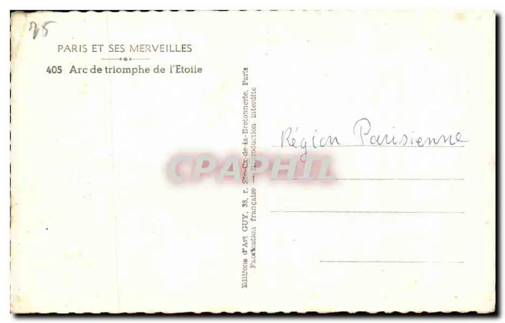 Arc de Triomphe — Paris — Édition Guy - Rückseite