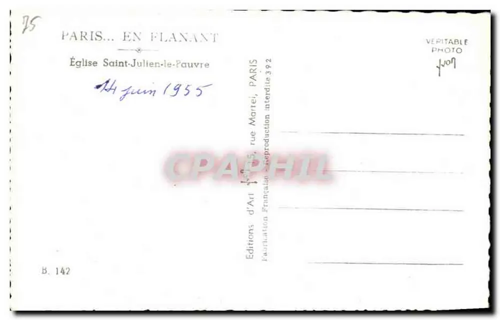 Kirche Saint-Julien-le-Pauvre — Paris — Art Editions, Paris - Rückseite