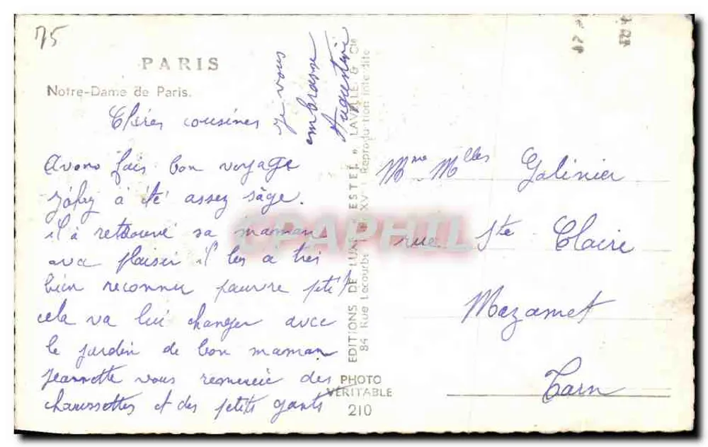 Notre-Dame de Paris — vista da fachada — Éditions de Luce Estef, n°210 - Verso