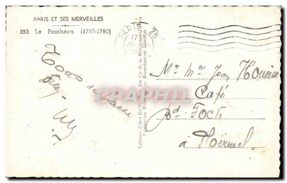 Der Panthéon — Paris — Éditions d'Art Guy - Rückseite