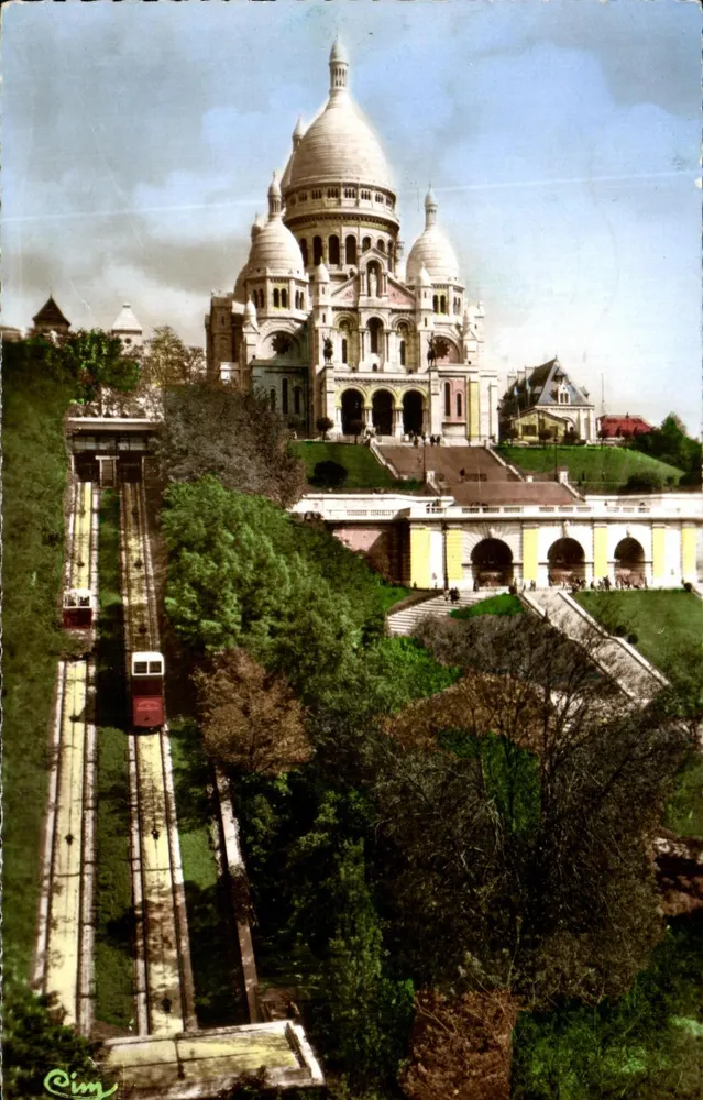 Der Sacré-Cœur in Paris — Ansicht mit dem Funicular — Verlag Cim - Vorderseite