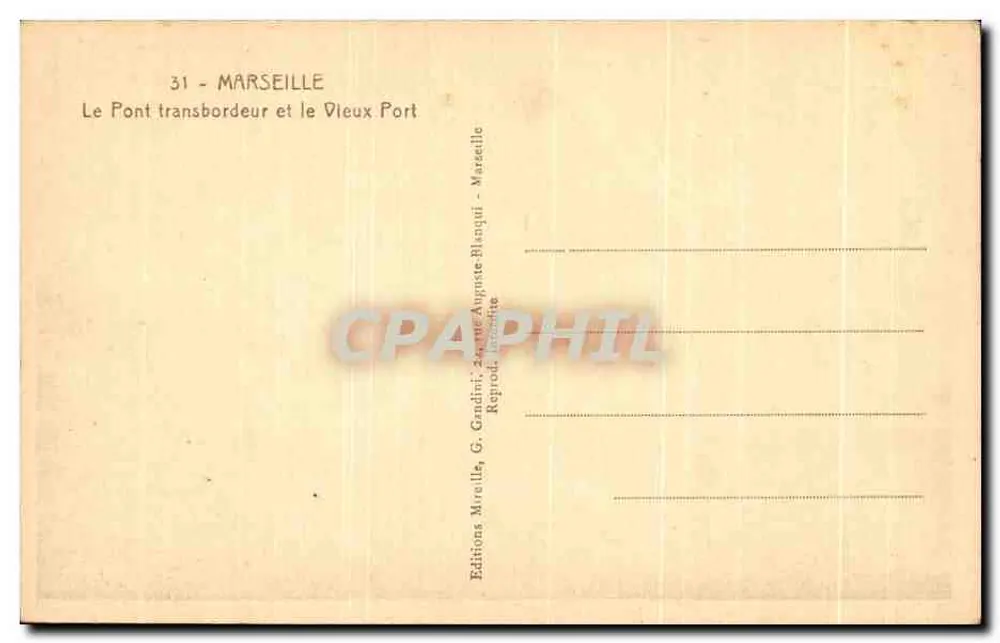 Marseille — Die Transbordeur-Brücke und der alte Hafen — Éditions Mireille - Rückseite