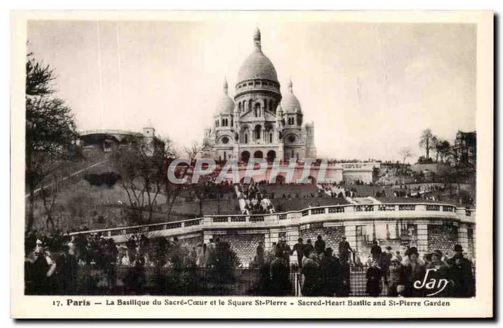Paris — Die Basilika des Heiligen Herzens und der St-Pierre-Platz — F. Fleury, 43, Avenue de la République, Paris - Vorderseite