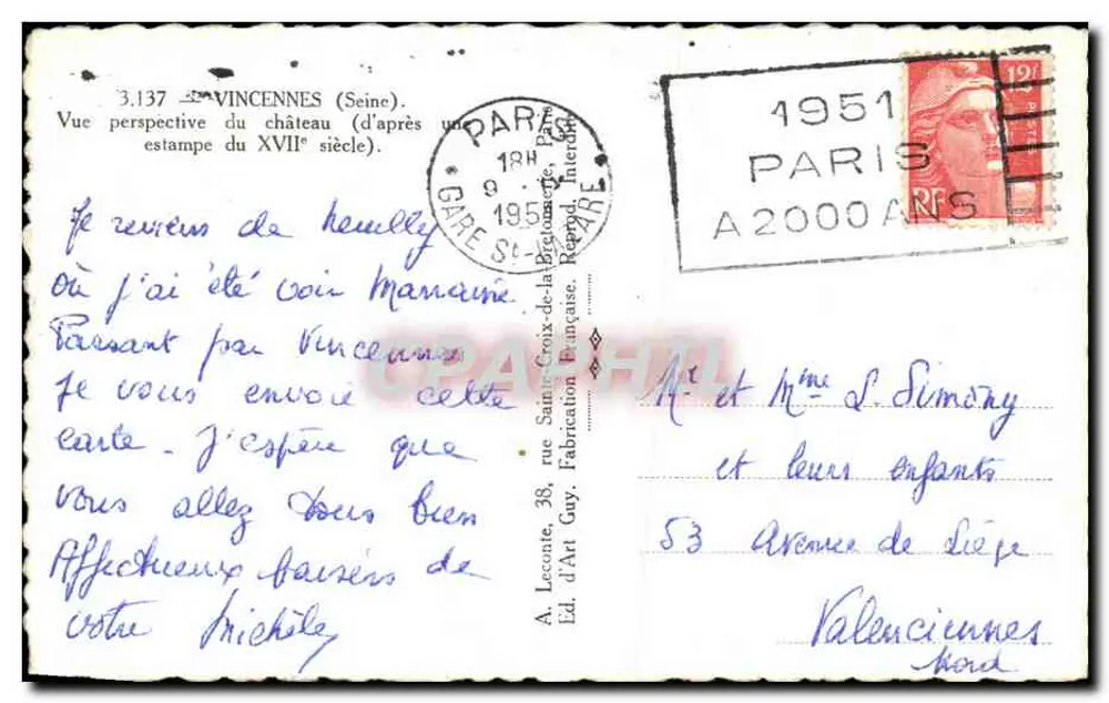 Castelo de Vincennes — vista perspectiva do século XVII — editor Guy, n° 3.137 - Verso