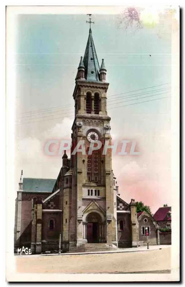 Église de Montsart — vue de la façade et de la tour avec cloche — éditeur MAGE - Awers