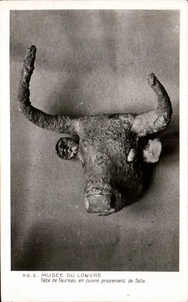 Kupferne Bullenhaupt aus Tello — Louvre-Museum — n° A0.5 - Vorderseite