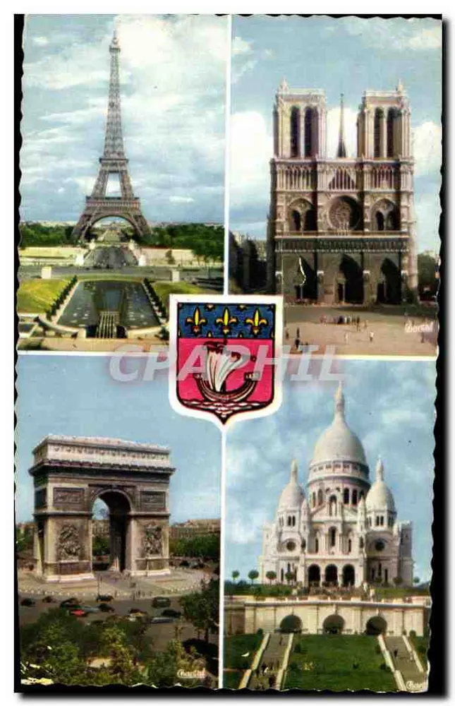 Paris — Eiffelturm, Notre-Dame, Triumphbogen, Sacré-Cœur — Craphil - Vorderseite