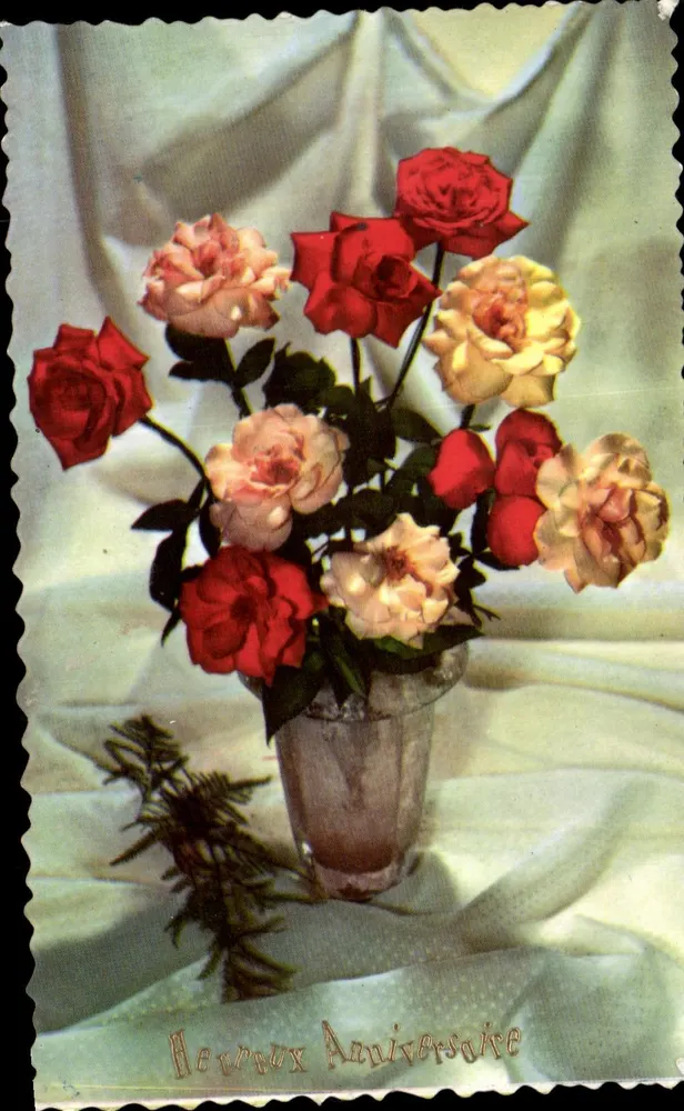 Bouquet de roses — Anniversaire — Imprimerie de France - Frente