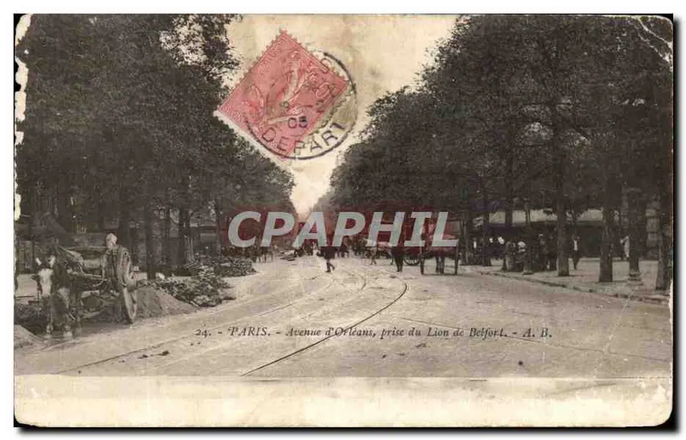 Paris - Avenue d'Orléans, Eroberung des Löwen von Belfort - A. B. - Vorderseite