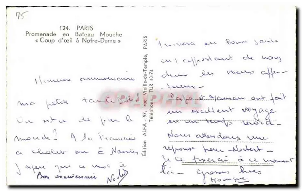 Notre-Dame de Paris — Bootsfahrt « Coup d'œil » — ALFA - Rückseite