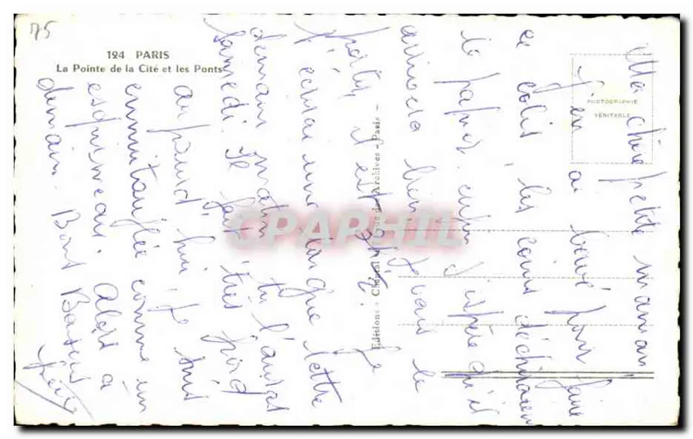 Paris — A Ponta da Cidade e os Pontes — Chantal - Verso