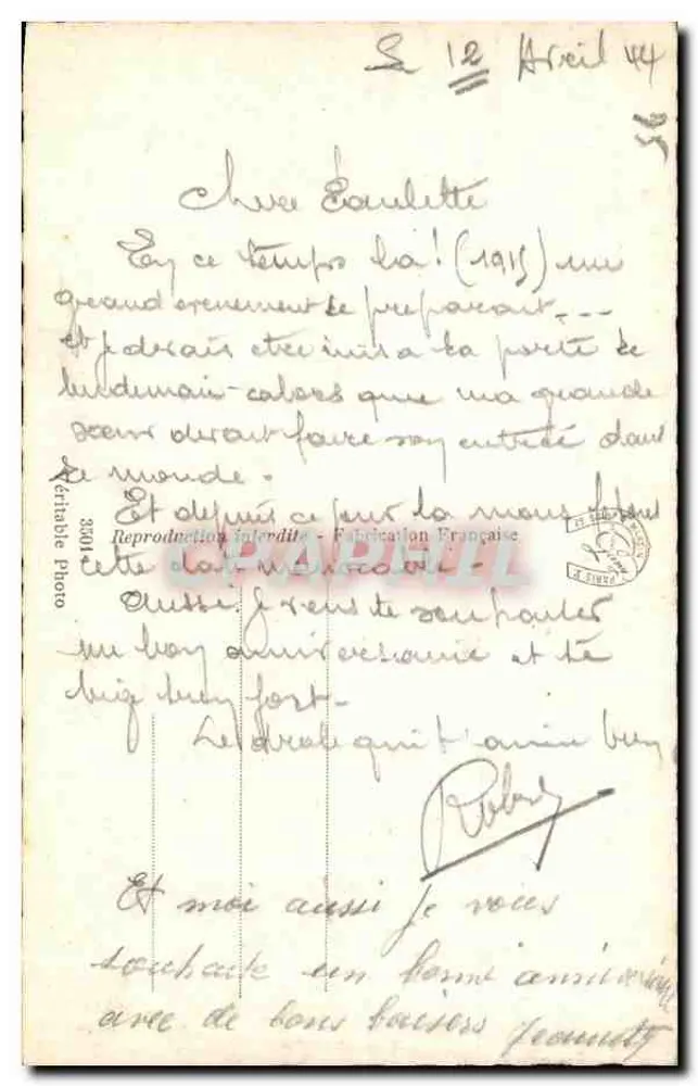 Paris - Panorama sobre a Sena — Reprodução Française n°3301 - Verso