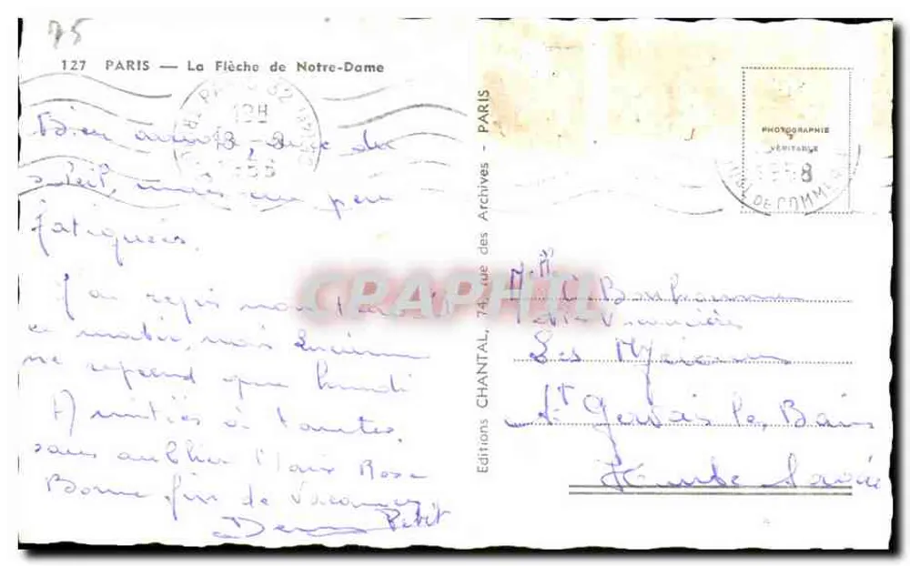 Paris — A Flecha da Notre-Dame — Edições Chantal, n°127 - Verso