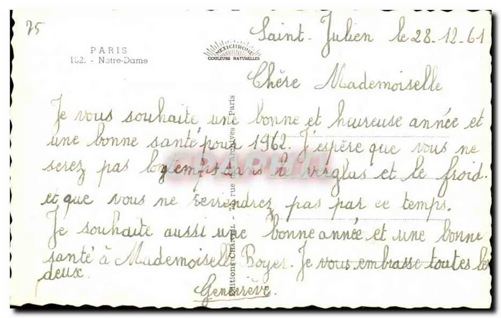 Nossa Senhora de Paris — vista da Sena — editor Chantal, n°25 - Verso