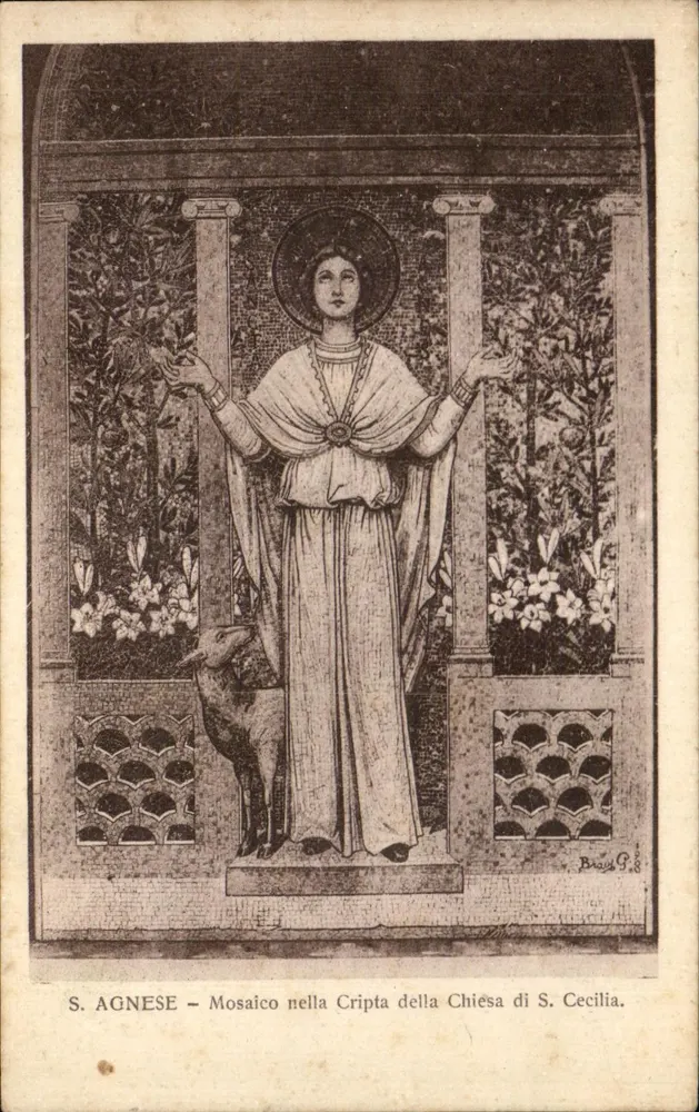 S. Agnese — मूर्ति क्रिप्टा में चर्च S. Cecilia में — B. G. (प्रकाशक ?) - आगे