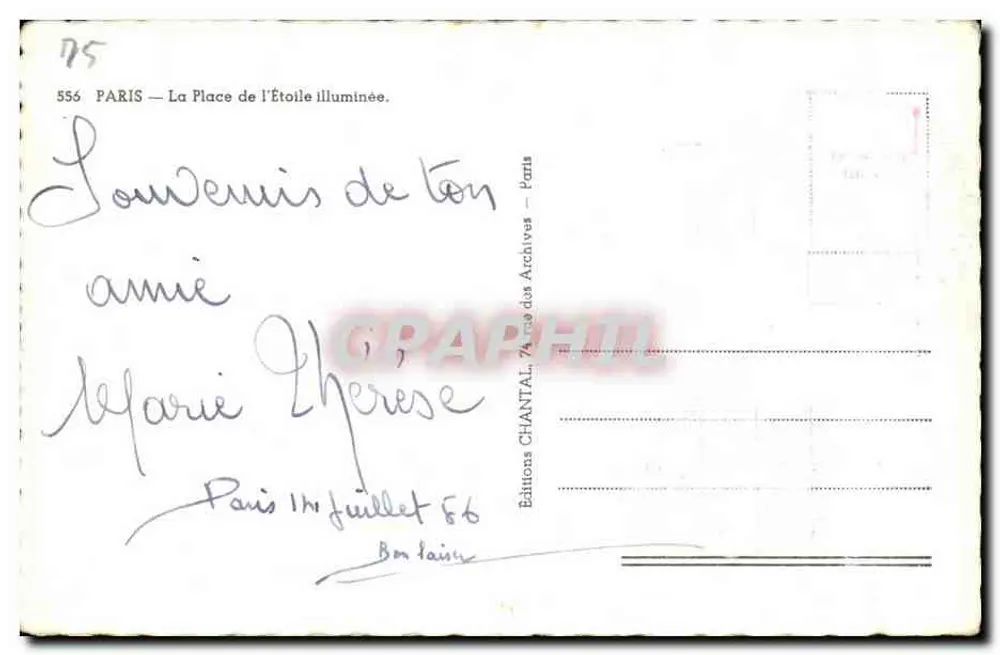 Paris — Die beleuchtete Place de l'Étoile — Éditions Chantal, n° 556 - Rückseite