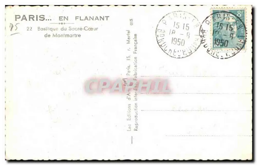 Basilika des Heiligen Herzens — Montmartre — Éditions d'Art Flanant, n°22 - Rückseite